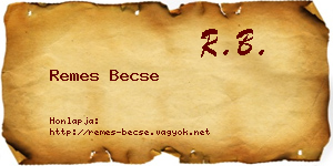 Remes Becse névjegykártya